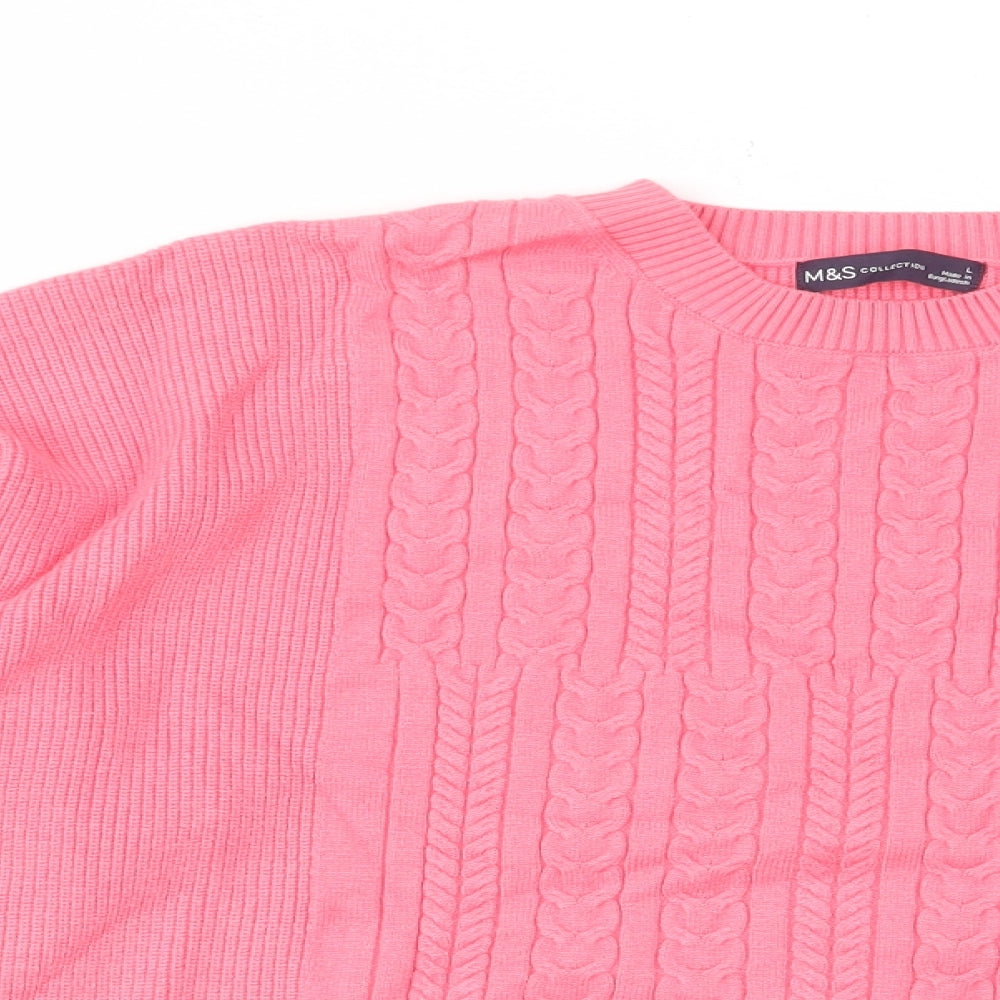 Marks and Spencer Womens Pink Crew Neck Viscose Pullover Jumper Size L
