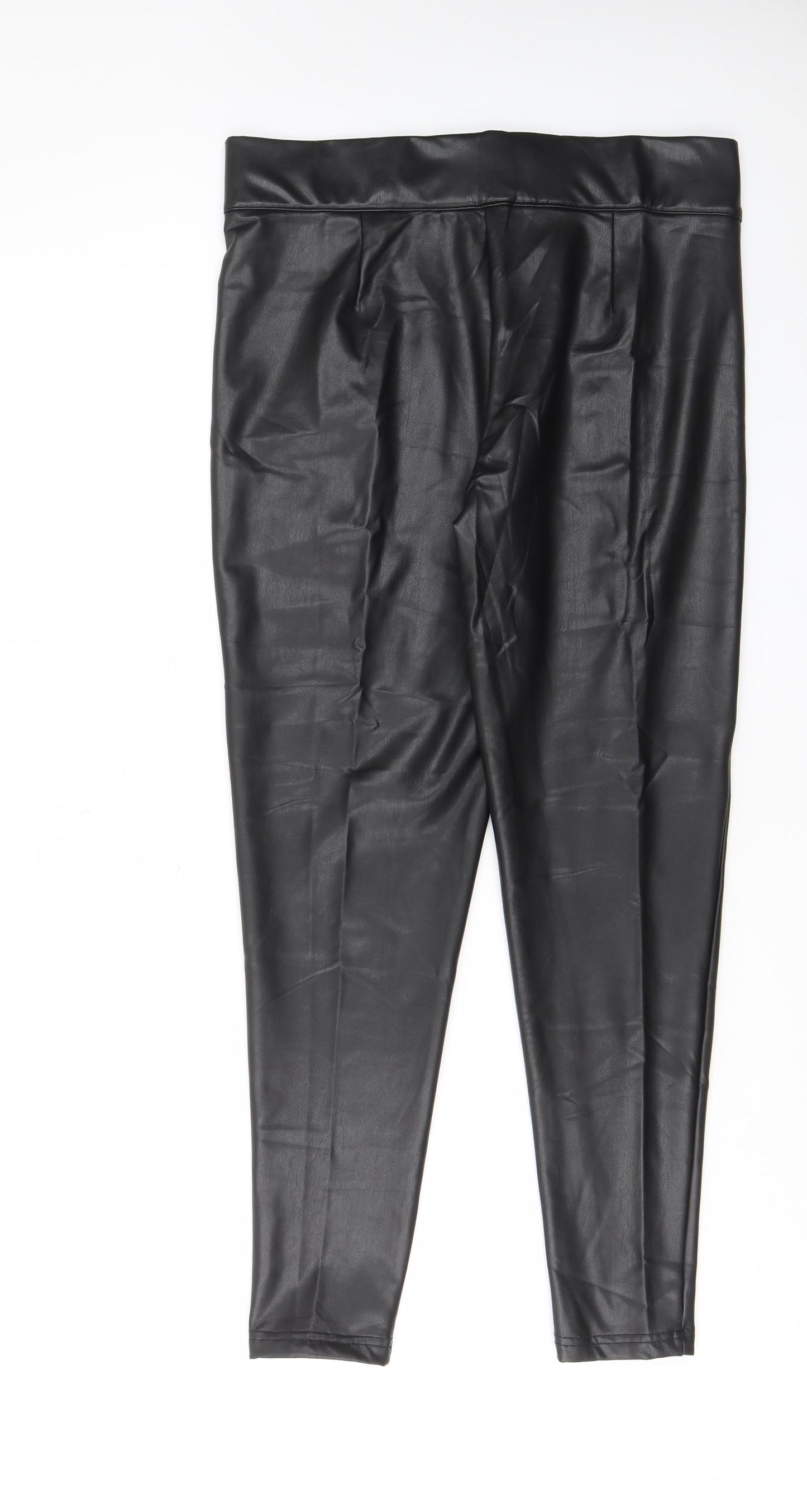 Marks and Spencer Womens Black Polyurethane Capri Leggings Size 14 L27 in - Leather Look