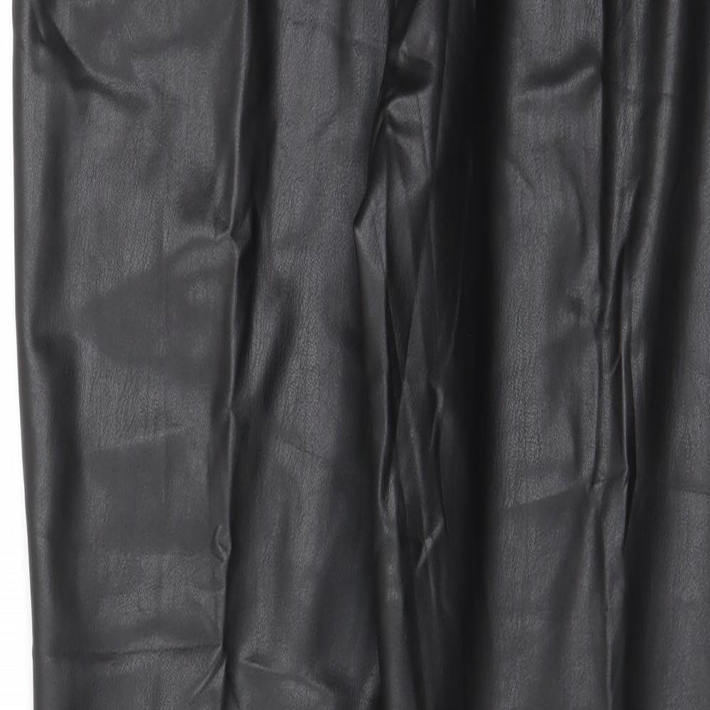 Marks and Spencer Womens Black Polyurethane Capri Leggings Size 14 L27 in - Leather Look