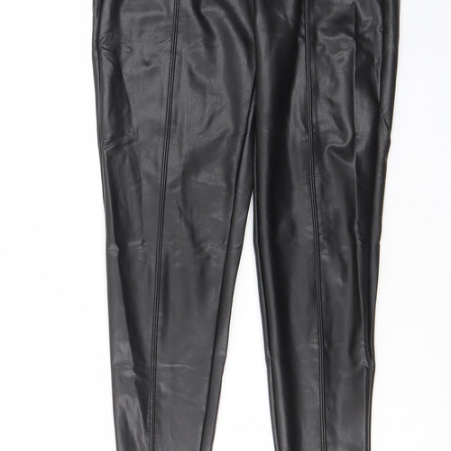 Marks and Spencer Womens Black Polyurethane Capri Leggings Size 10 L29 in - Leather Look