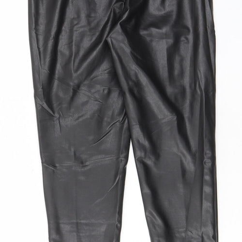 Marks and Spencer Womens Black Polyurethane Capri Leggings Size 10 L29 in - Leather Look