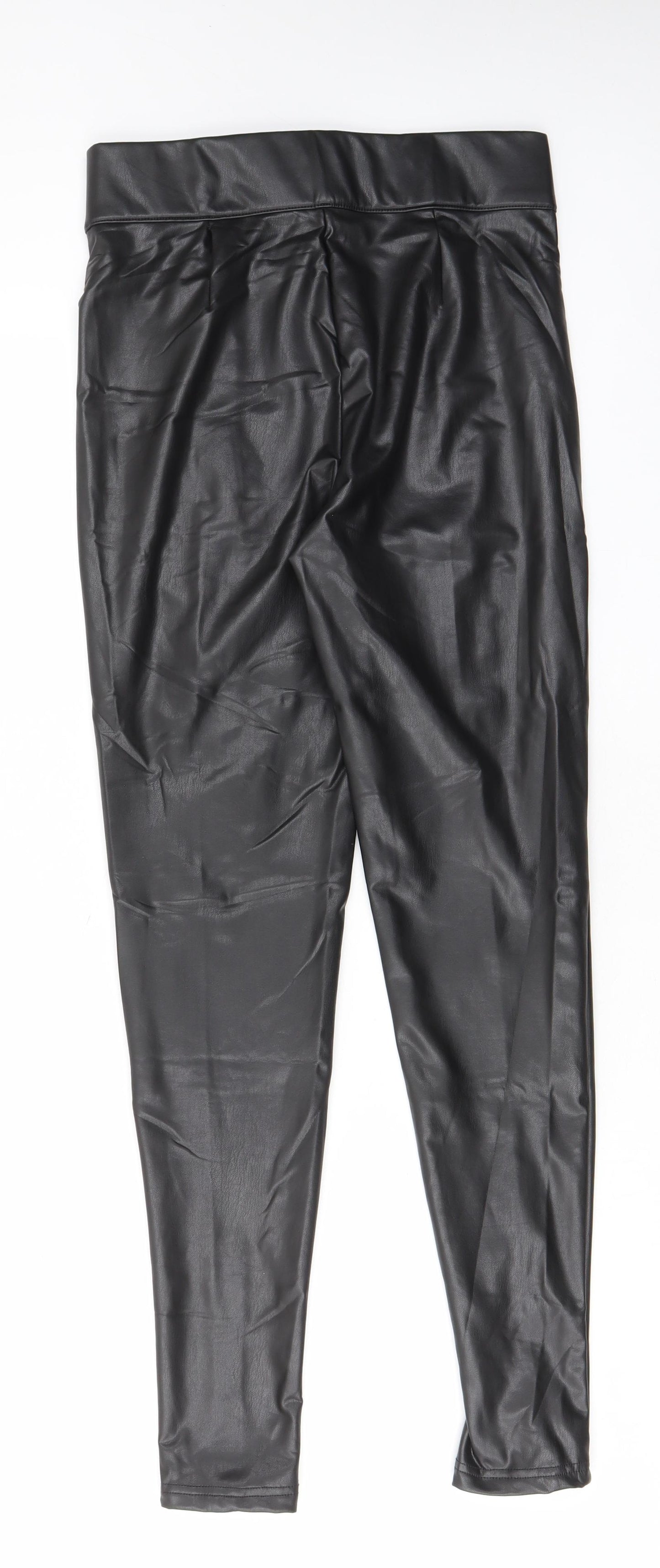 Marks and Spencer Womens Black Polyurethane Capri Leggings Size 10 L29 in - Leather Look