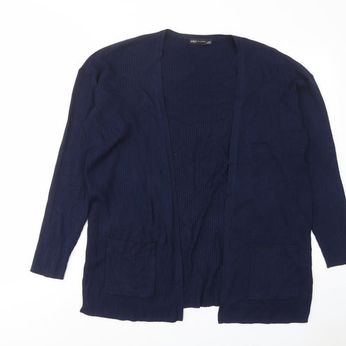 Marks and Spencer Womens Blue V-Neck Viscose Cardigan Jumper Size L - Pockets, Open