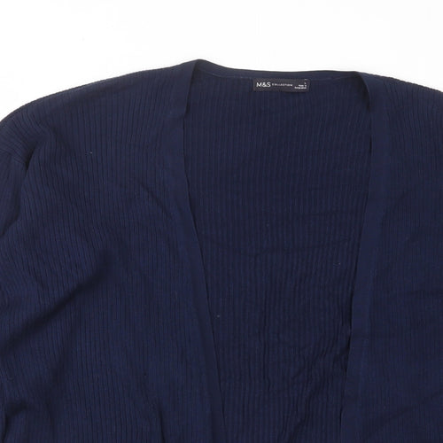 Marks and Spencer Womens Blue V-Neck Viscose Cardigan Jumper Size L - Pockets, Open