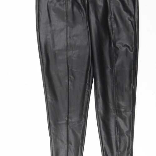 Marks and Spencer Womens Black Polyurethane Capri Leggings Size 14 L25 in - Leather Look