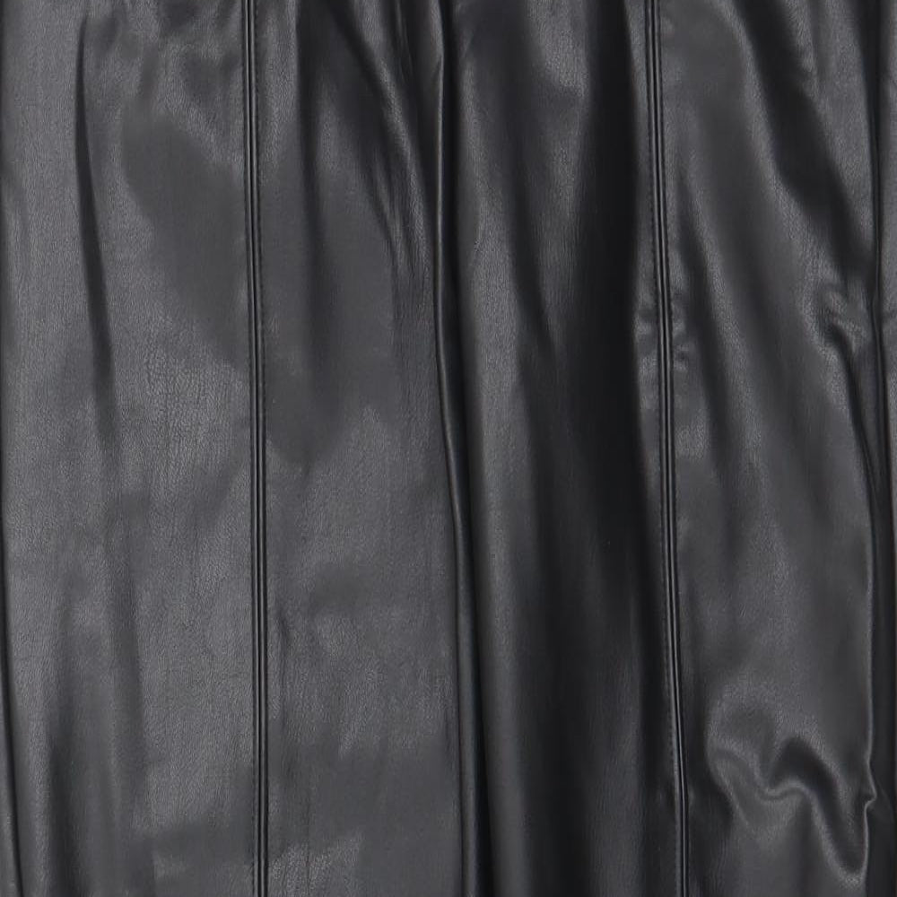 Marks and Spencer Womens Black Polyurethane Capri Leggings Size 14 L25 in - Leather Look