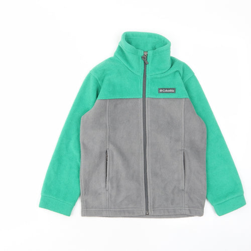 Columbia Boys Green Jacket Size 6-7 Years Zip - Logo, Pockets