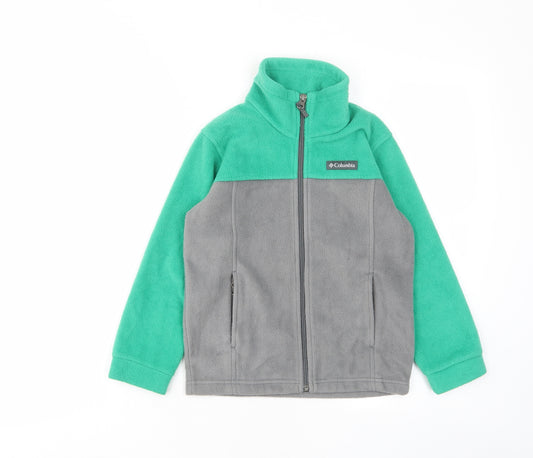 Columbia Boys Green Jacket Size 6-7 Years Zip - Logo, Pockets