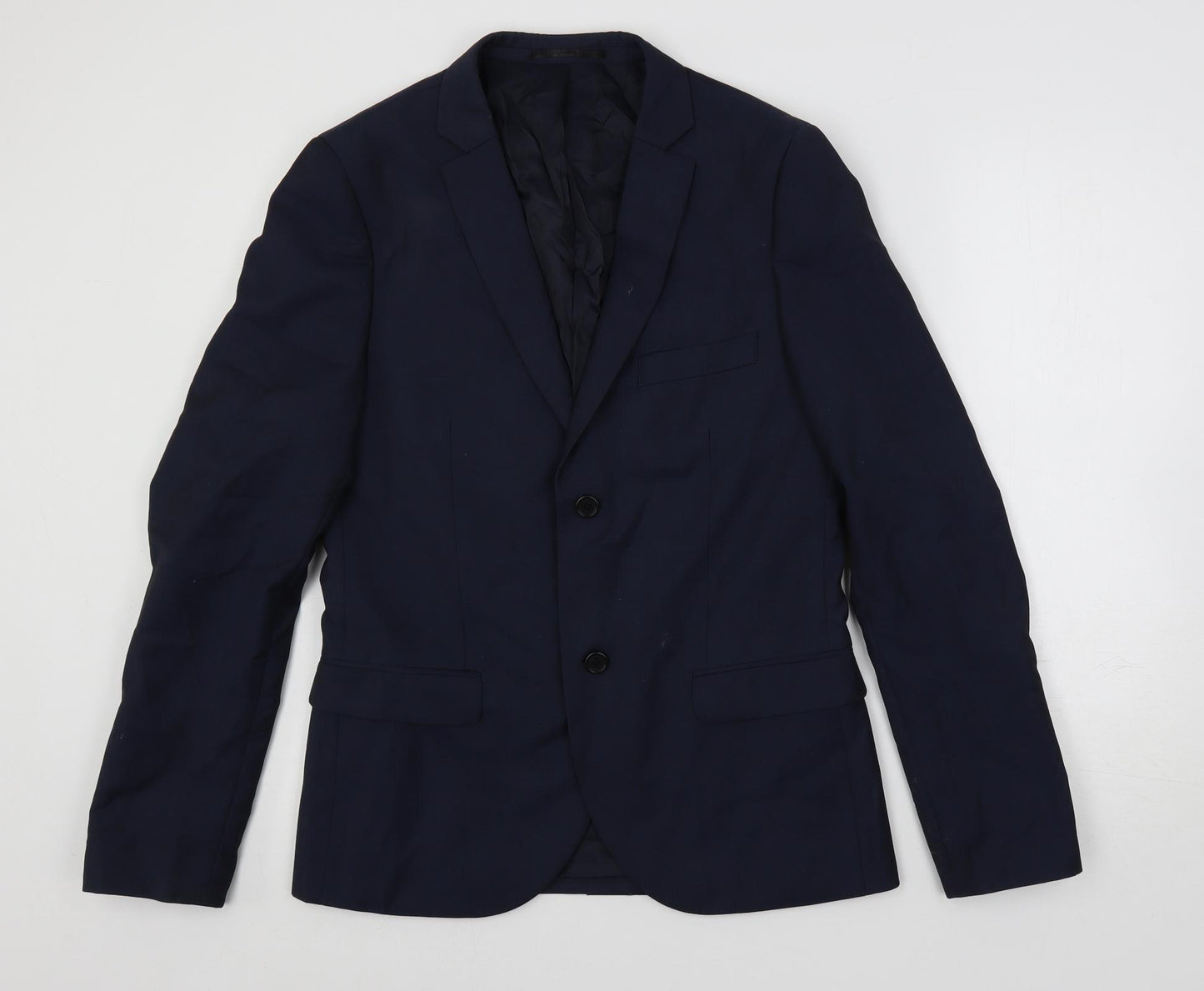 Topman Mens Blue Polyester Jacket Suit Jacket Size 38 Regular