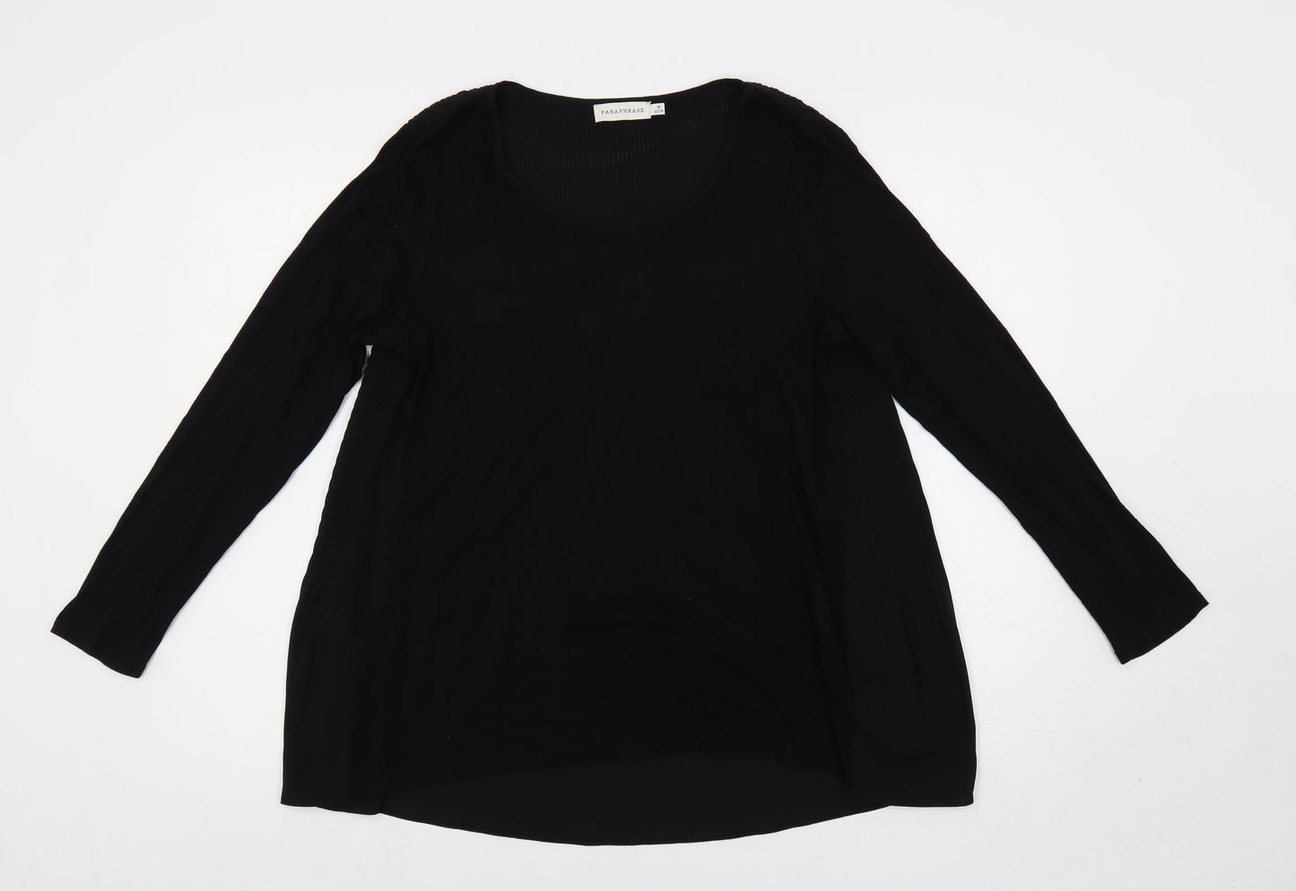 Paraphrase Womens Black Polyester Basic Blouse Size M Round Neck