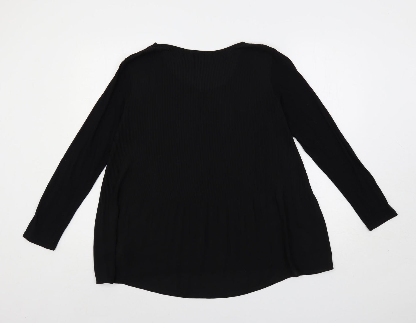 Paraphrase Womens Black Polyester Basic Blouse Size M Round Neck