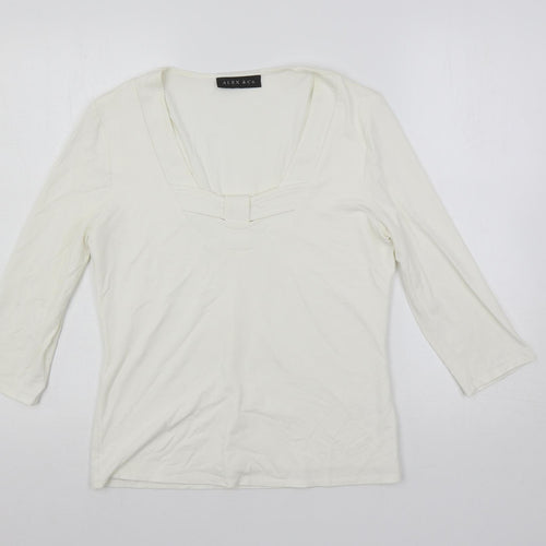 Alex & Co. Womens White Viscose Basic Blouse Size 12 Scoop Neck