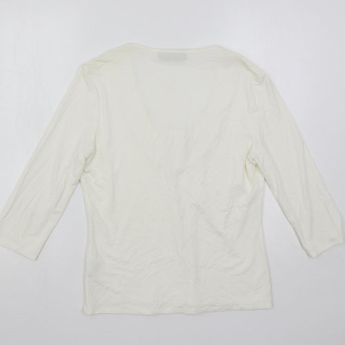 Alex & Co. Womens White Viscose Basic Blouse Size 12 Scoop Neck