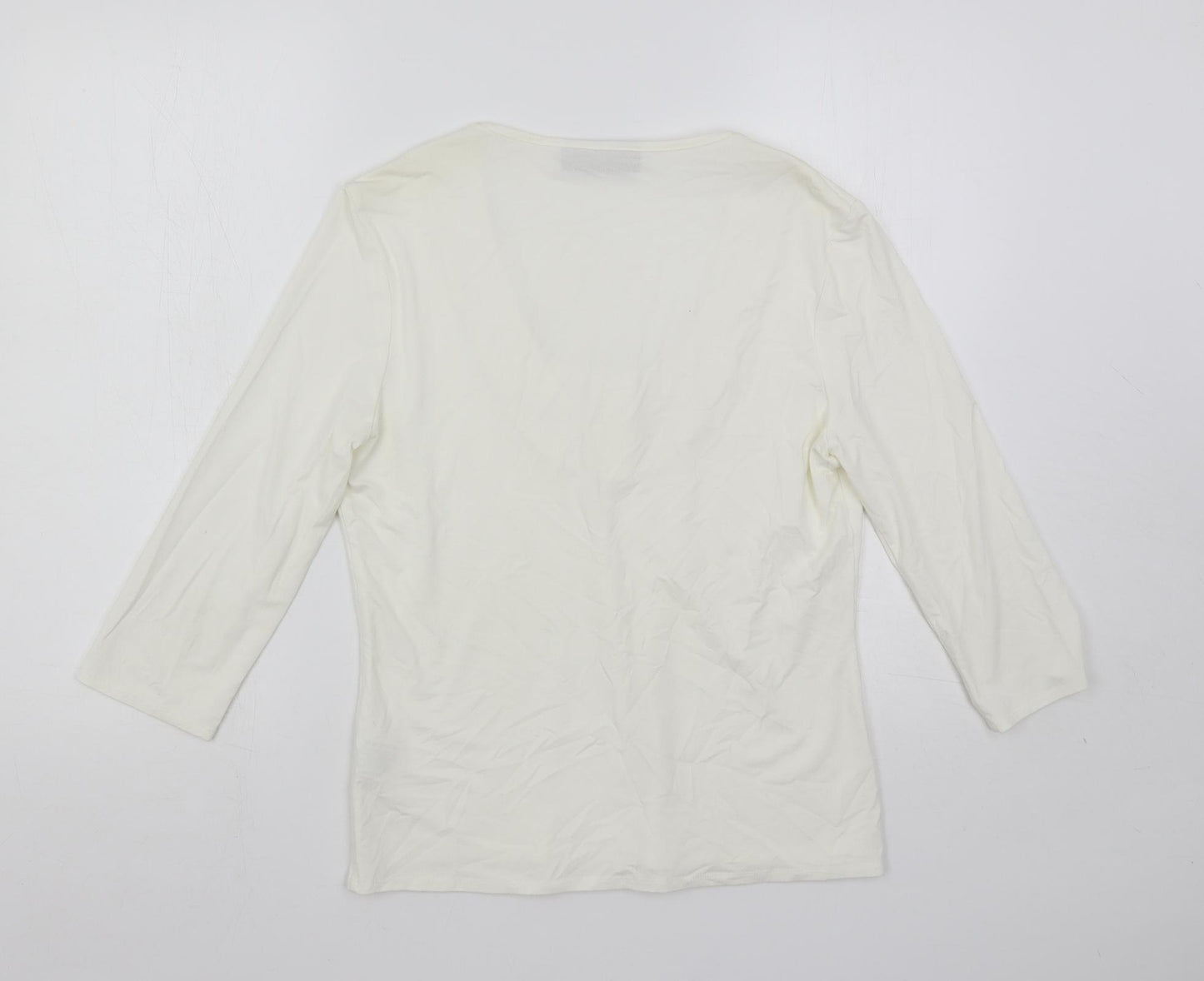 Alex & Co. Womens White Viscose Basic Blouse Size 12 Scoop Neck