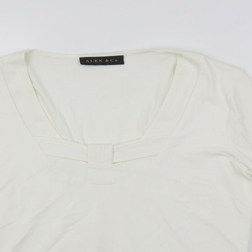 Alex & Co. Womens White Viscose Basic Blouse Size 12 Scoop Neck