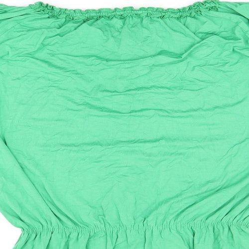 HEINE Womens Green Viscose Basic Blouse Size 12 Off the Shoulder - Ruffles