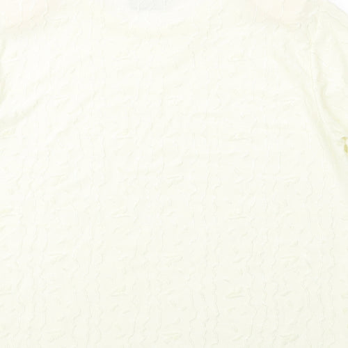 Canda Womens Ivory Polyester Basic T-Shirt Size L Round Neck