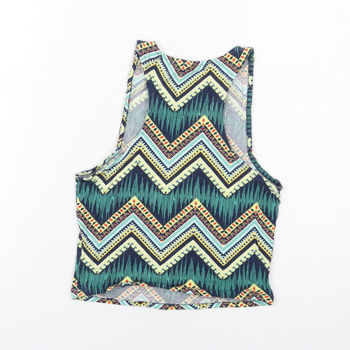 H&M Womens Multicoloured Geometric Cotton Camisole Tank Size S Round Neck