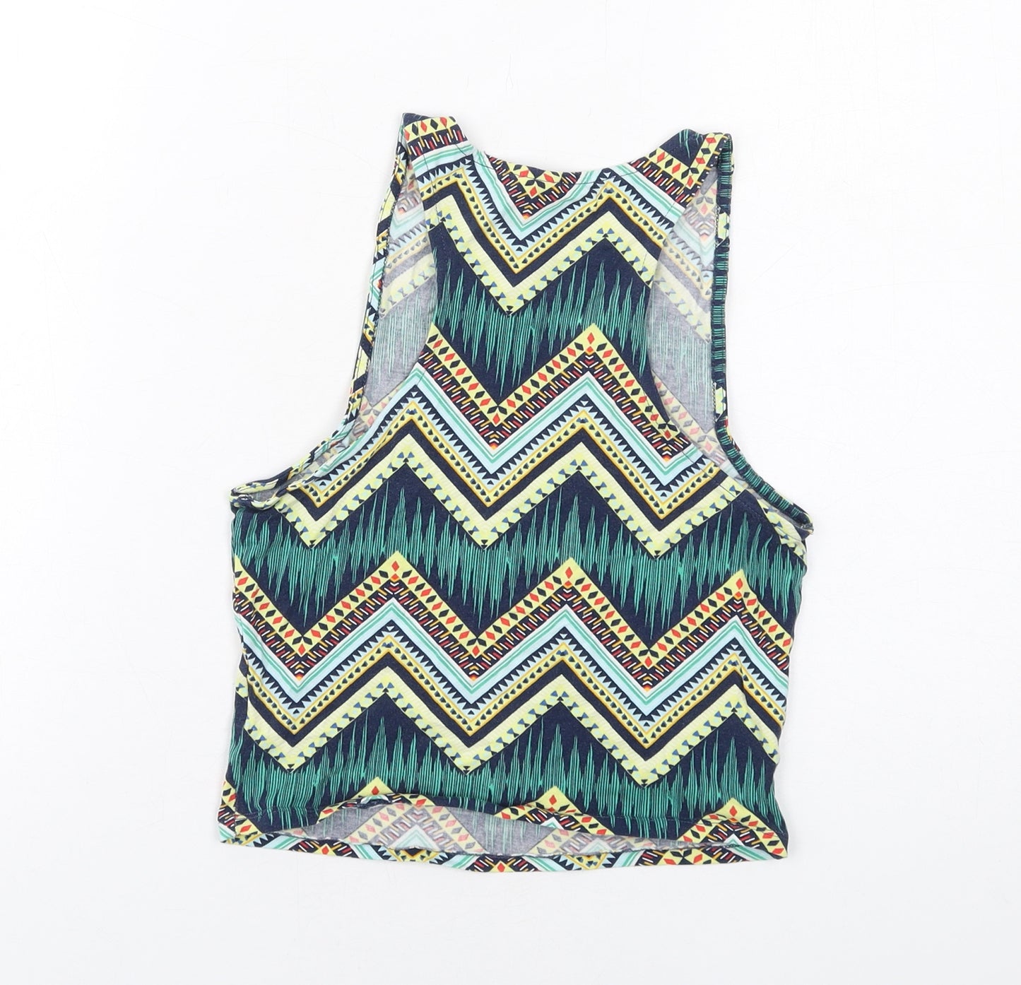 H&M Womens Multicoloured Geometric Cotton Camisole Tank Size S Round Neck