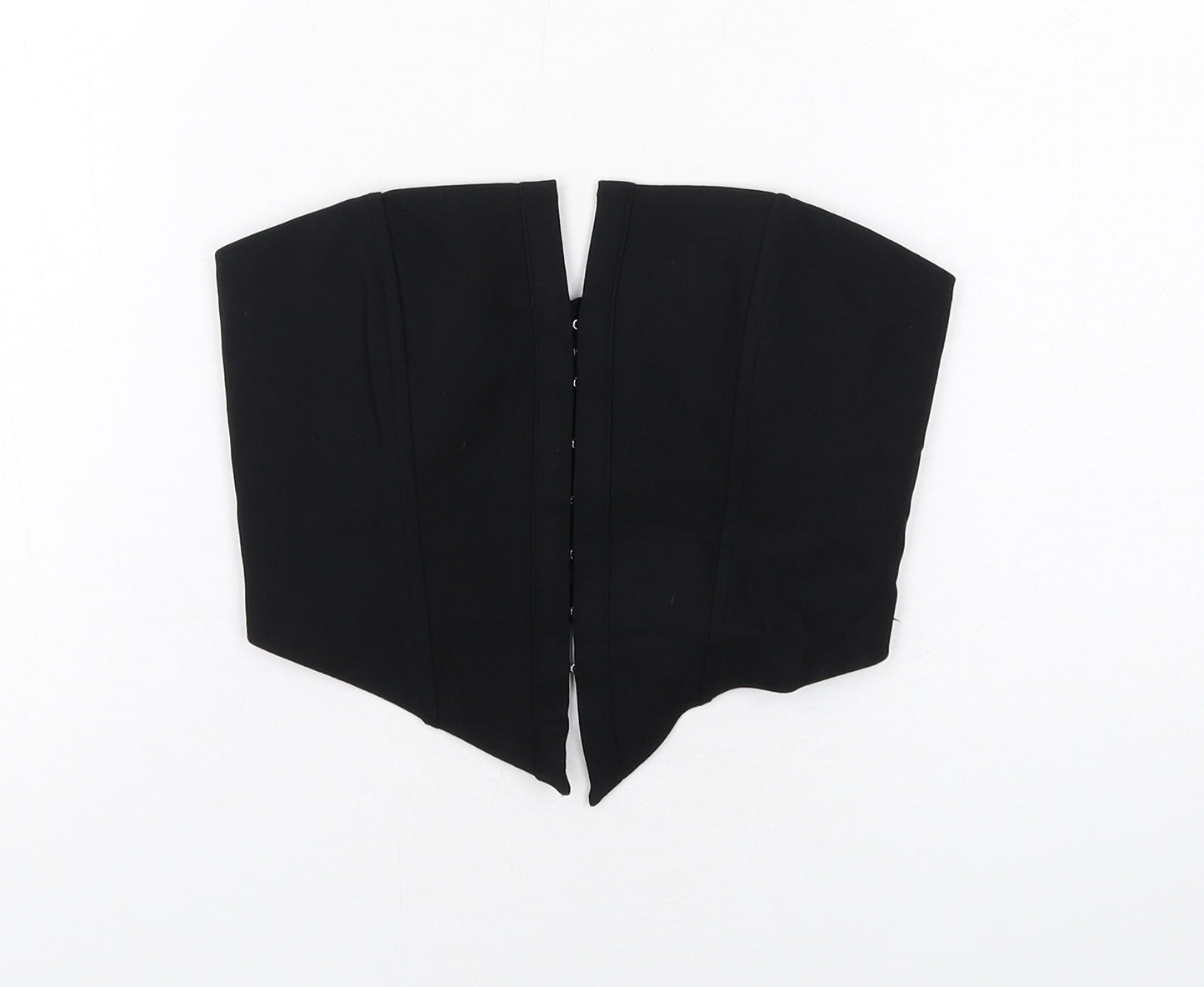 Bershka Womens Black Viscose Cropped T-Shirt Size S V-Neck - Corset
