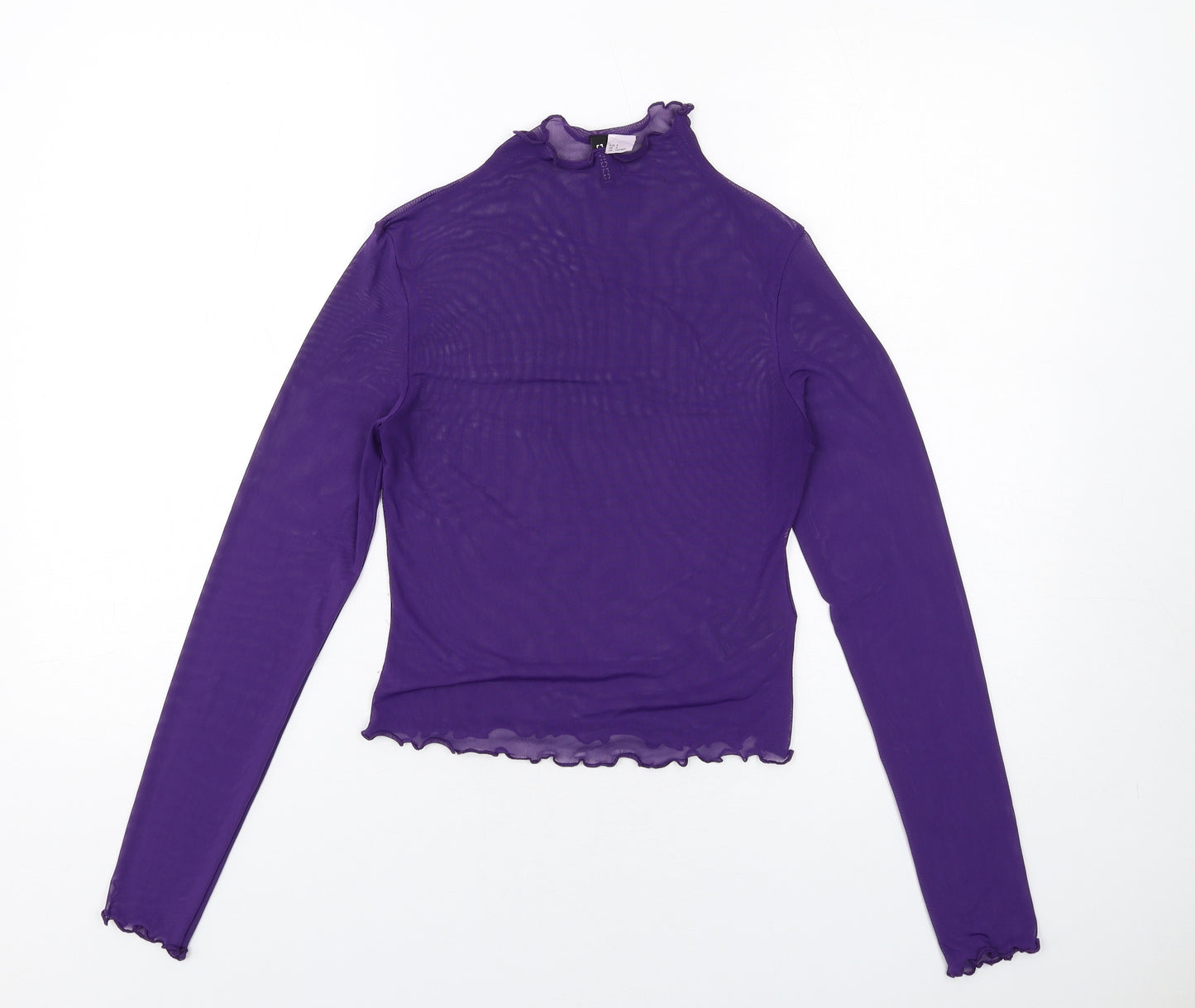 H&M Womens Purple Polyester Basic T-Shirt Size S Mock Neck