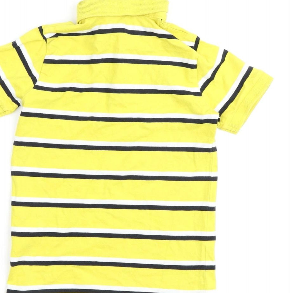 NEXT Boys Yellow Striped 100% Cotton Basic T-Shirt Size 5 Years Collared Button