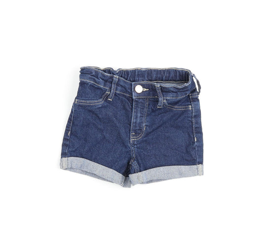 H&M Girls Blue Cotton Bermuda Shorts Size 3-4 Years Regular Zip