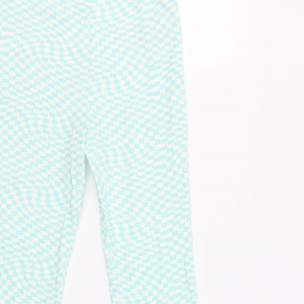 Marks and Spencer Girls White Geometric Cotton Capri Trousers Size 11-12 Years L25 in Regular Pullover