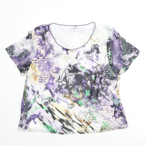 Gray & Osbourn Womens Multicoloured Geometric Polyester Basic Blouse Size 16 Scoop Neck