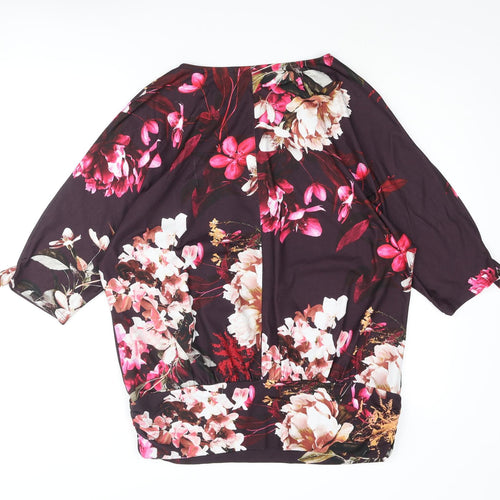 Roman Womens Multicoloured Floral Polyester Basic Blouse Size 16 Round Neck - Cold Shoulder