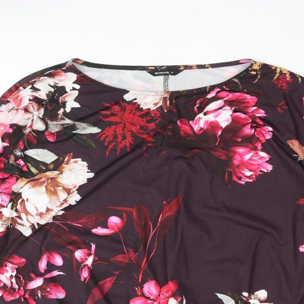 Roman Womens Multicoloured Floral Polyester Basic Blouse Size 16 Round Neck - Cold Shoulder