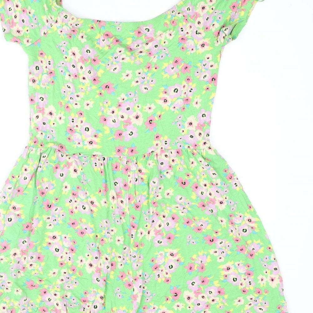 Berhska Womens Green Floral Viscose Playsuit One-Piece Size M Tie - keyhol