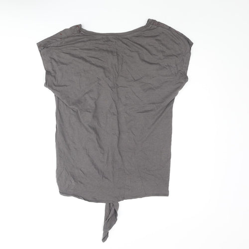Uniqlo Womens Grey Cotton Basic T-Shirt Size S Round Neck - Knot Doodle Print