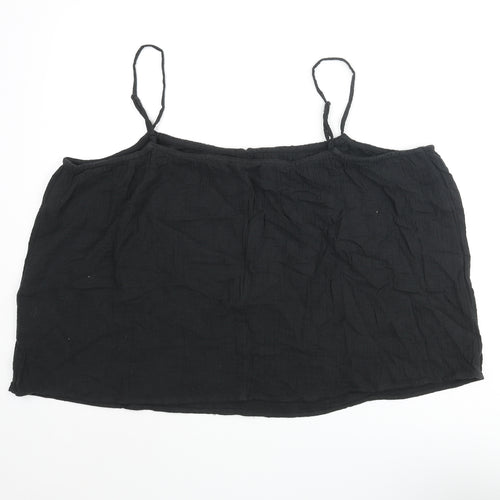 H&M Womens Black Cotton Camisole Blouse Size L Scoop Neck - Bow