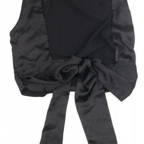 Zara Womens Black Polyester Camisole Blouse Size L Round Neck - Open Back