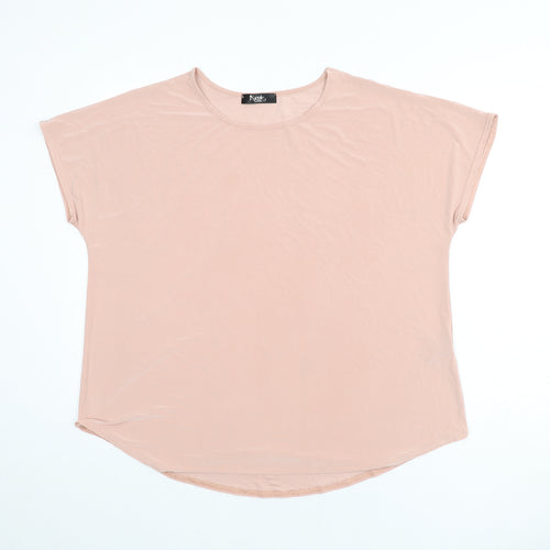 Nicole Collection Womens Pink Polyester Basic T-Shirt Size L Round Neck