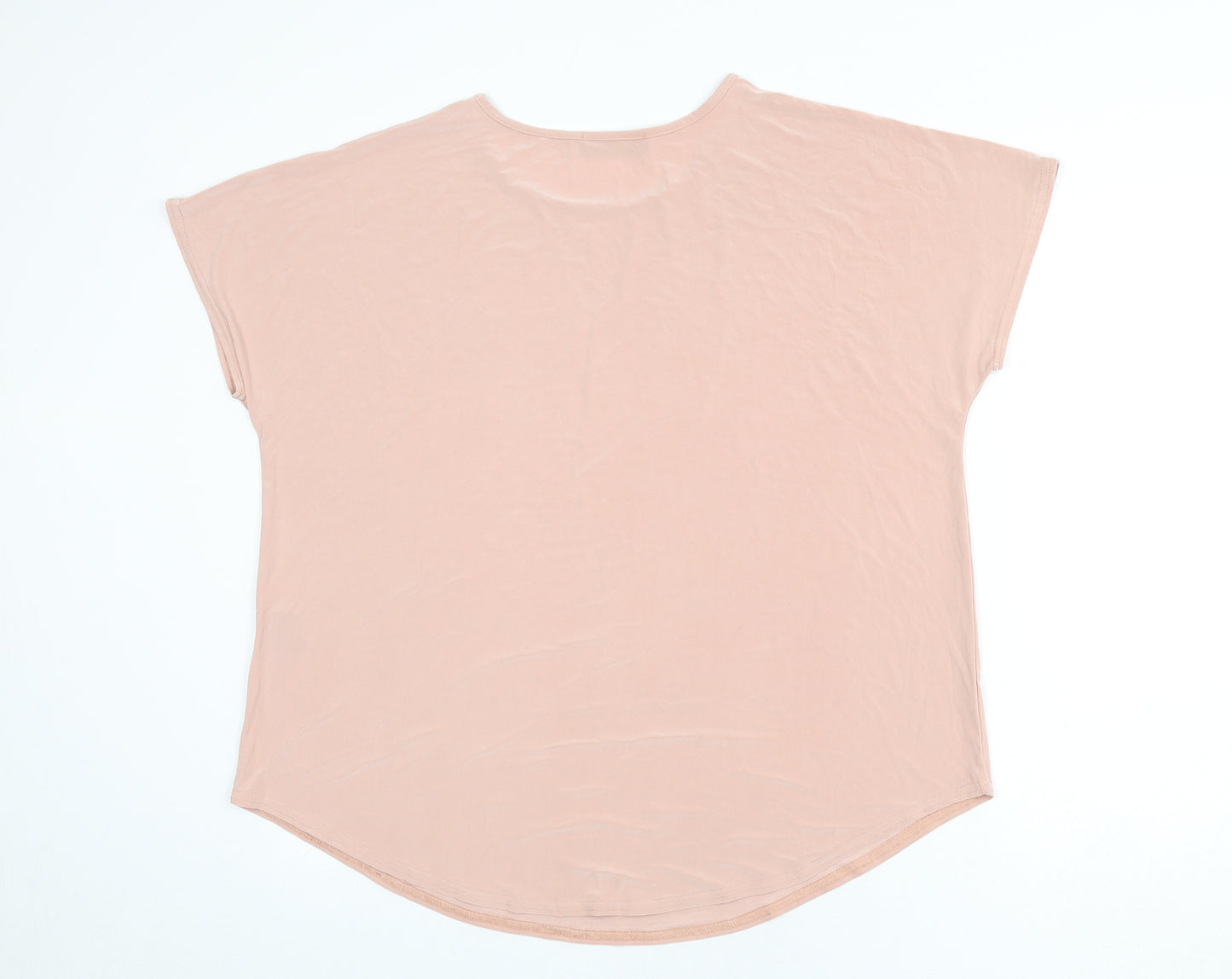 Nicole Collection Womens Pink Polyester Basic T-Shirt Size L Round Neck