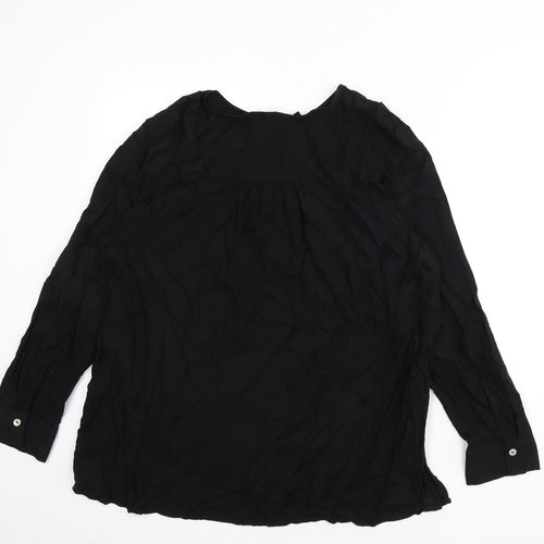 Marks and Spencer Womens Black Viscose Basic Blouse Size 16 Round Neck