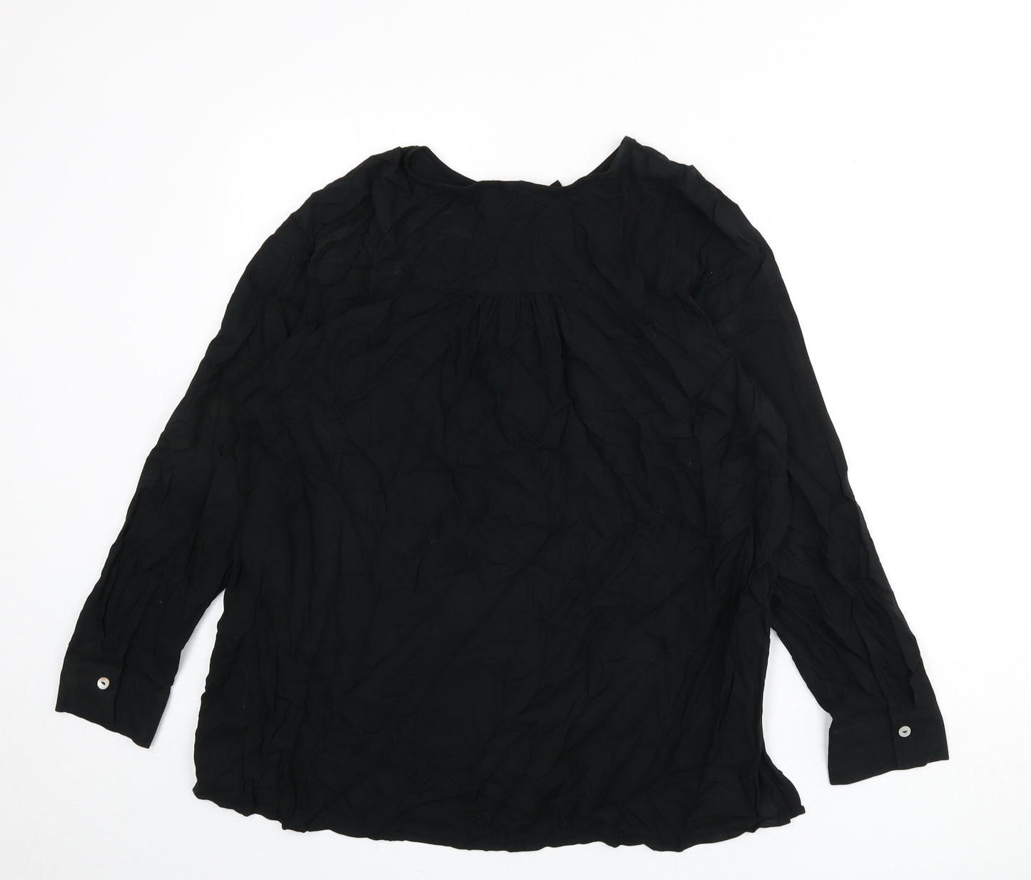 Marks and Spencer Womens Black Viscose Basic Blouse Size 16 Round Neck