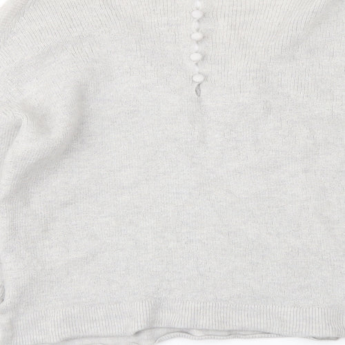 White Label Womens Grey V-Neck Wool Pullover Jumper Size L