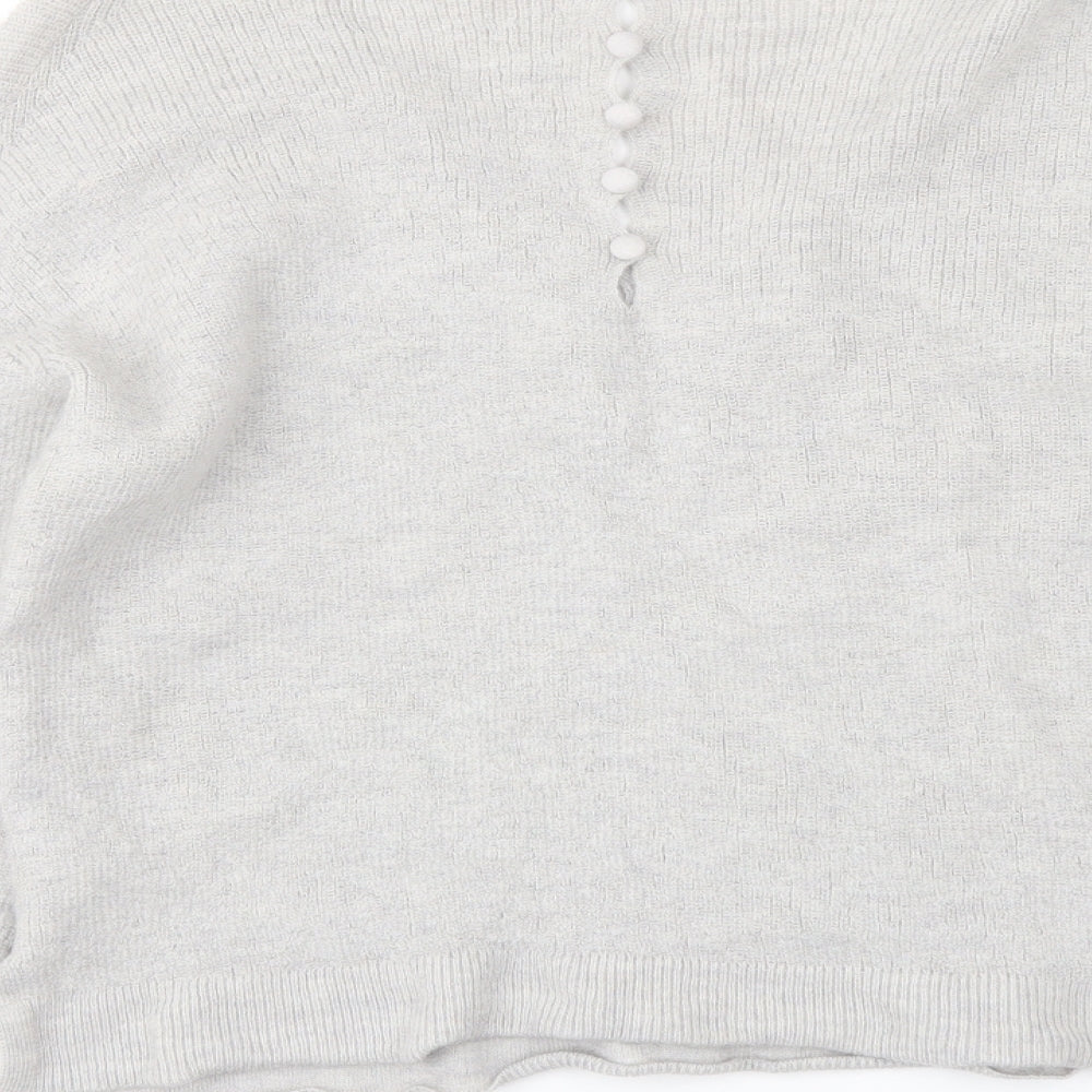 White Label Womens Grey V-Neck Wool Pullover Jumper Size L