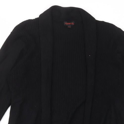 Paramour Womens Black V-Neck Viscose Cardigan Jumper Size L - Open