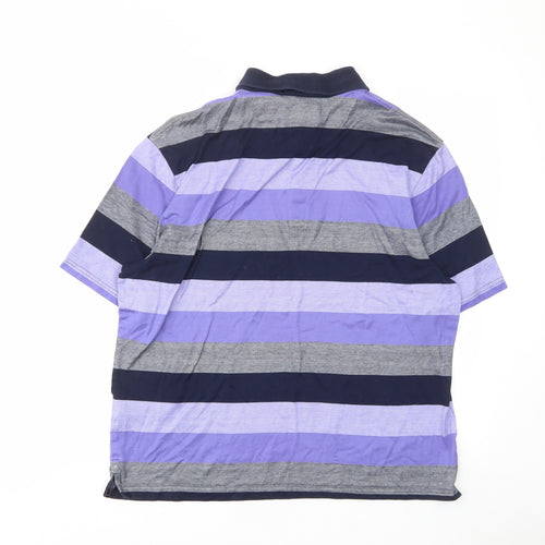 Blue Harbour Mens Purple Striped Cotton Polo Size M Collared Button