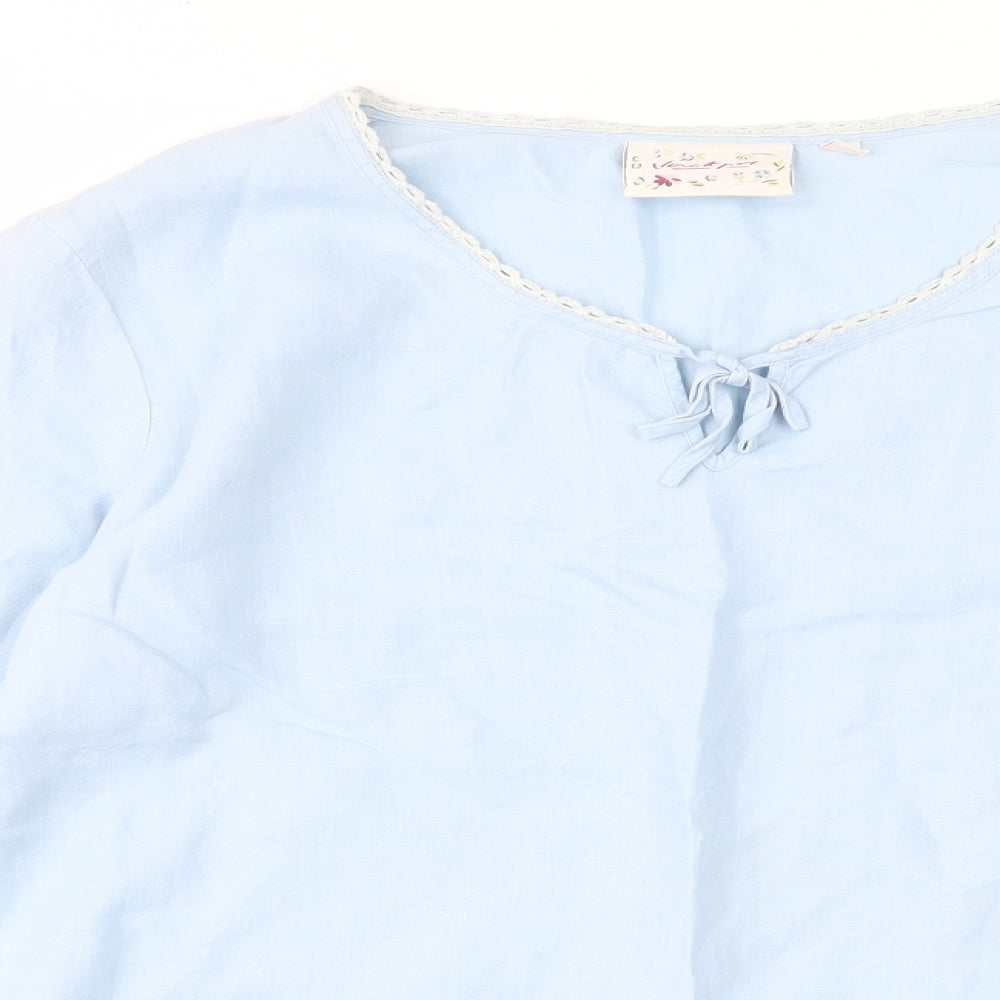 Vackney Womens Blue Polyester Basic T-Shirt Size L Crew Neck