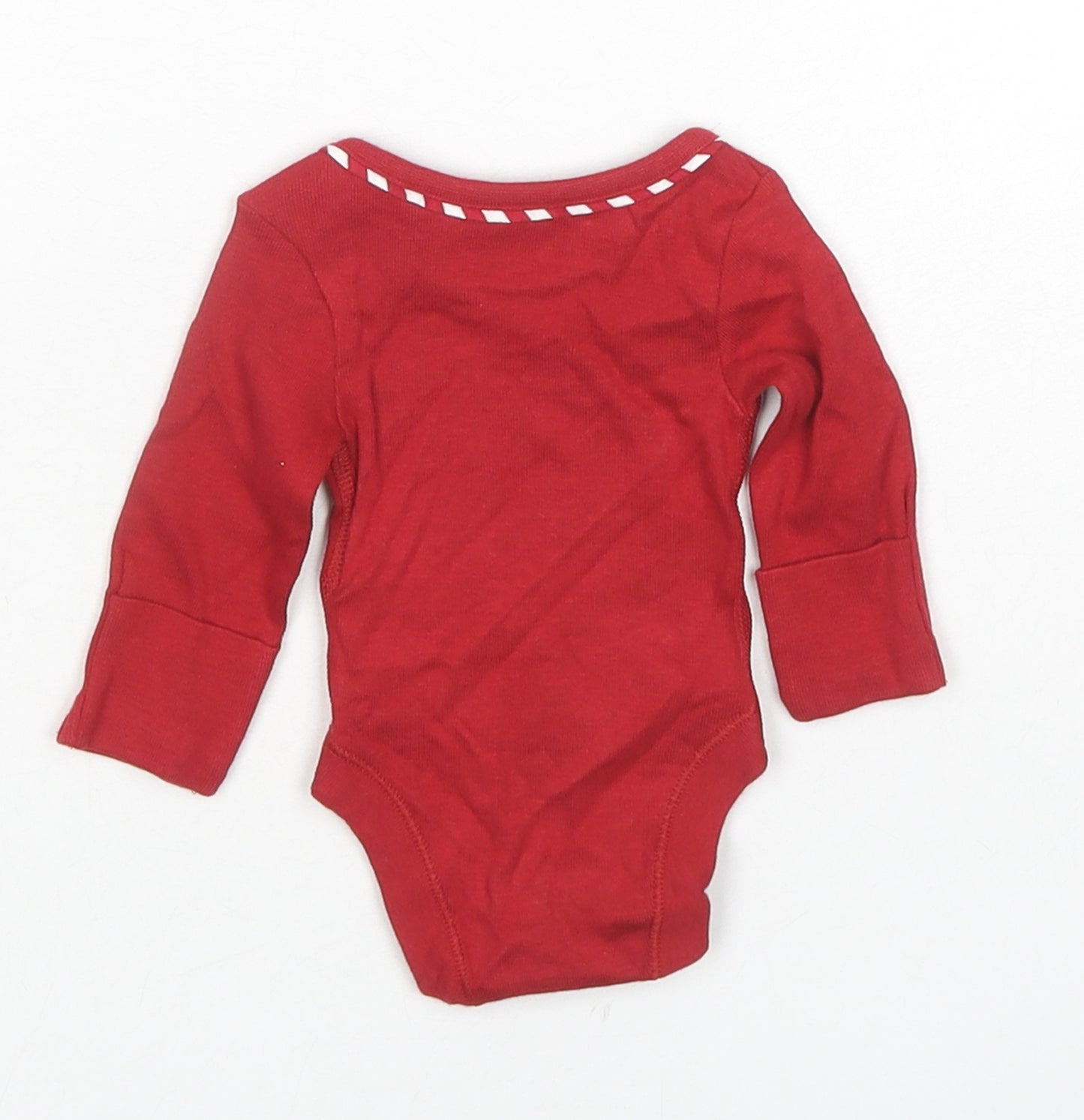 Marks and Spencer Baby Red Cotton Babygrow One-Piece Size Newborn Snap - My First Christmas Reindeer