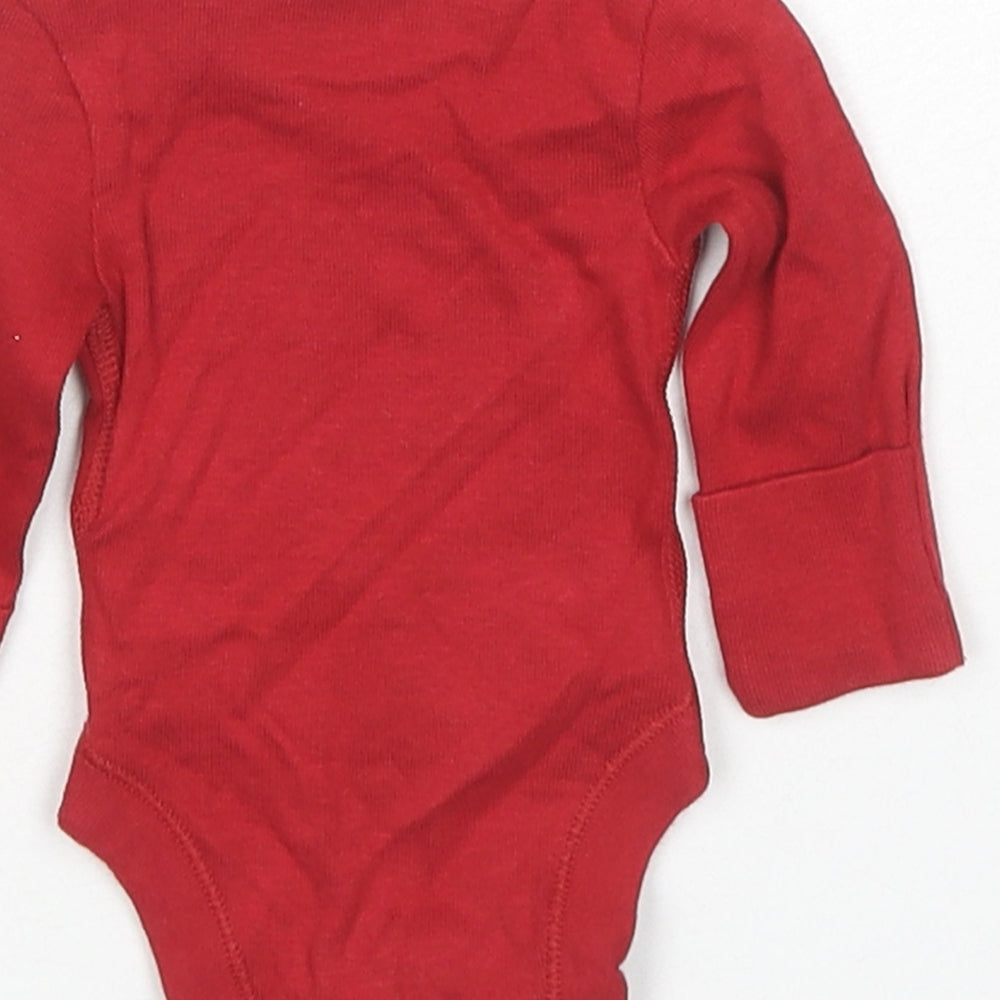 Marks and Spencer Baby Red Cotton Babygrow One-Piece Size Newborn Snap - My First Christmas Reindeer