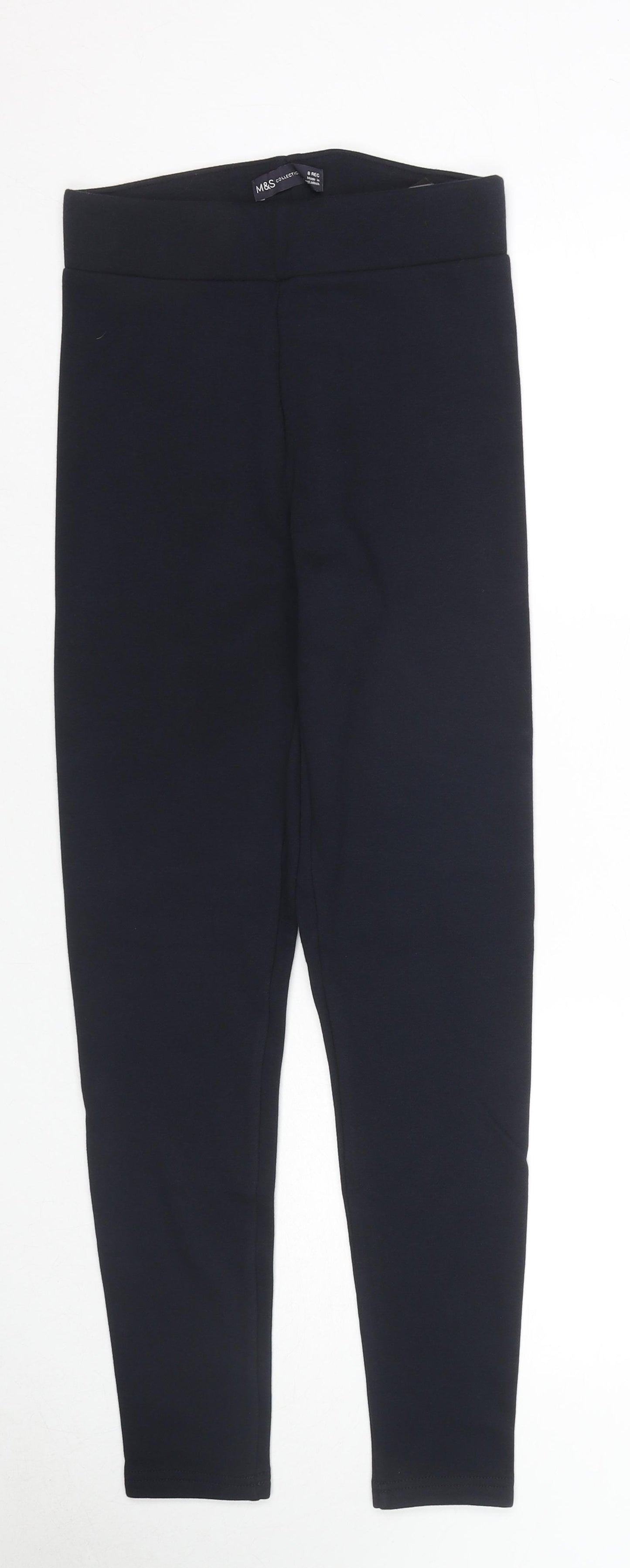 Marks and Spencer Womens Blue Polyester Pedal Pusher Leggings Size 8 L27 in - Thermal