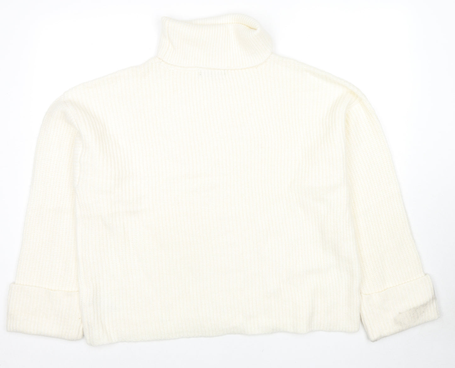 Marks and Spencer Womens White Roll Neck Polyamide Pullover Jumper Size L