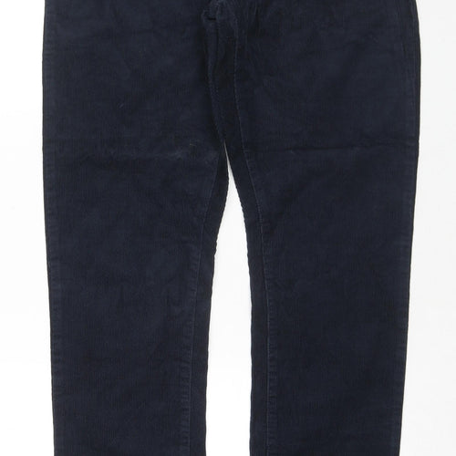 Marks and Spencer Mens Blue Cotton Trousers Size 30 in L31 in Slim Zip