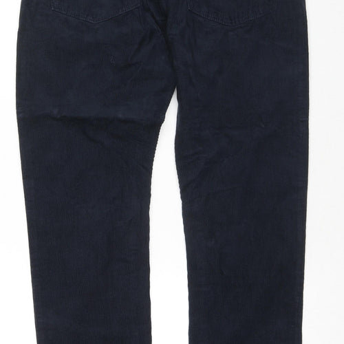 Marks and Spencer Mens Blue Cotton Trousers Size 30 in L31 in Slim Zip